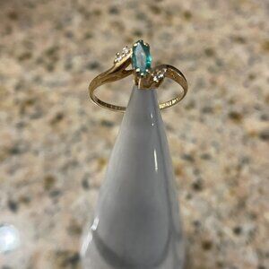 14KP YG Emerald and Diamond Ring - Natural Gemstone